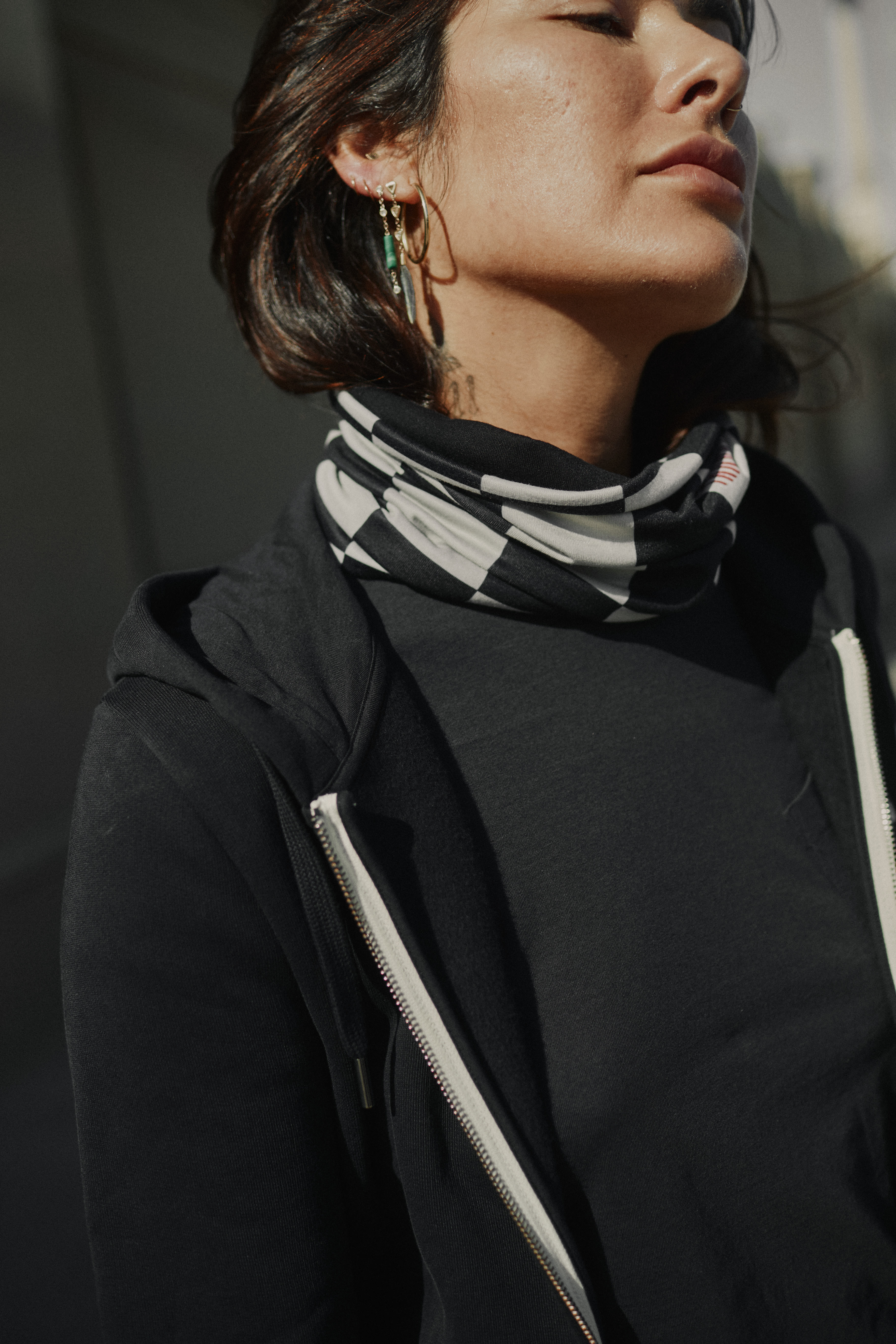 Cohen Checkerboard Black & Bone Neck Tube | Motorcycle Clothing